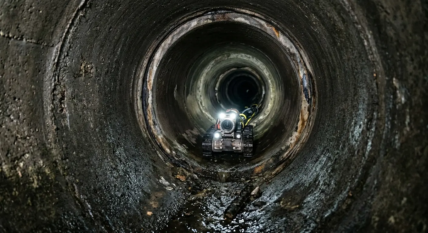 Robotic sewer camera inspecting pipe interior for Sewer Line Cleaning in Brownwood